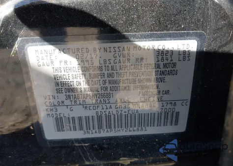 2017 Nissan Sentra Sv z USA, uszkodzony, nr VIN 3N1AB7AP5HY266881
